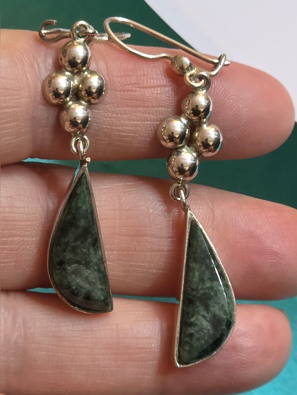 Green Jade Sterling Silver 925 Earrings